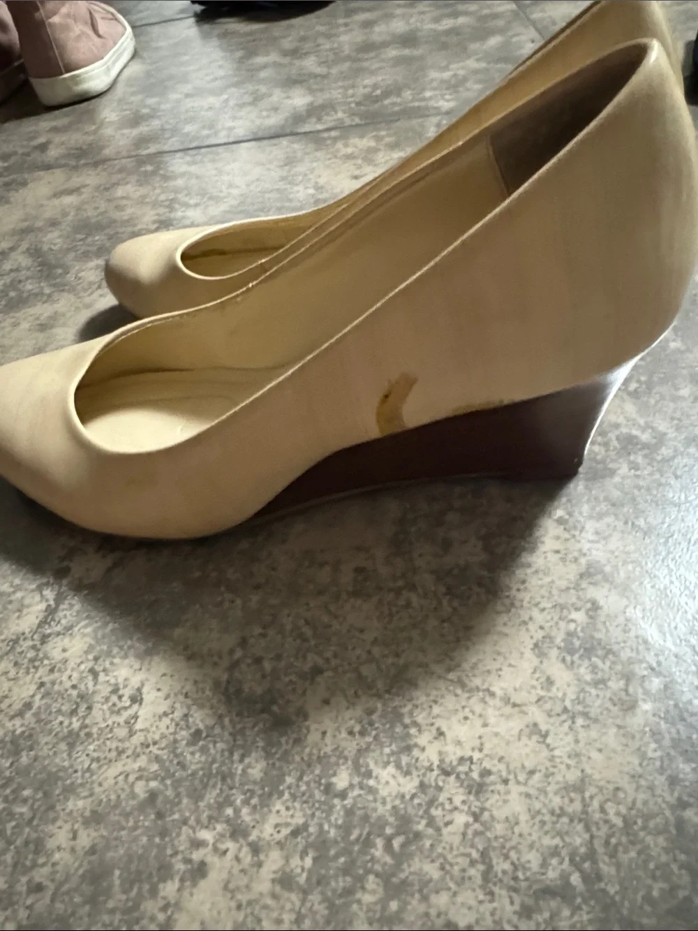 Calvin Klein Beige Round-Toe Flats